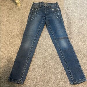 Girls Justice blue skinny jeans with diamonds size 8 slim